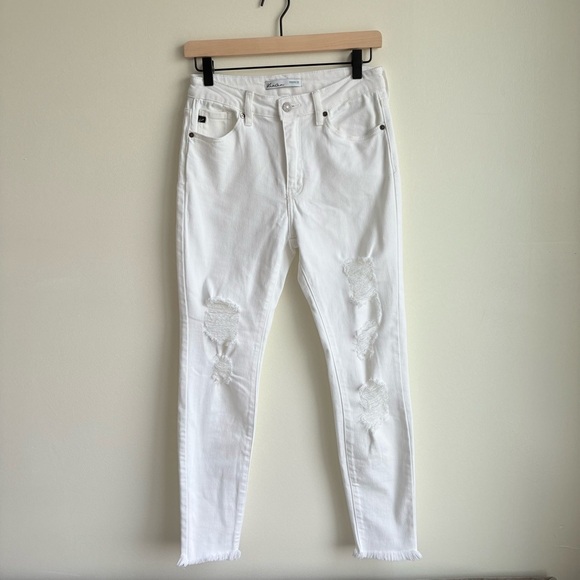 Kancan For Maurice’s Women’s White frayed distressed denim skinny jeans size 27 - Picture 2 of 9